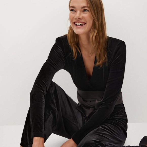 MANGO Velvet Jumpsuit with Bow - Picture 6 of 12